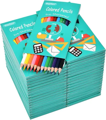 Rarlan Lápices de colores a granel, lápices de colores preafilados para niños, 12 colores surtidos, paquete de 36, lápices de colores, 432 unidades