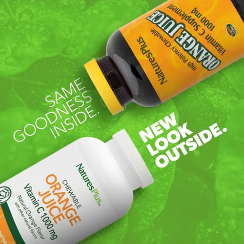 Miniatura 2 de NaturesPlus Jugo de naranja - 60 tabletas masticables - 1000 mg de vitamina C - Suplemento de apoyo inmunológico de alta potencia, antioxidante
