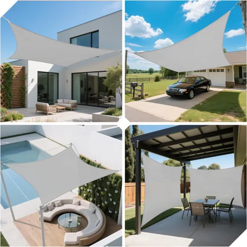 Miniatura 4 de Toldo rectangular de 10 x 13 pies para bloquear la luz solar para patio al aire libre, jardín, patio, terraza, pérgola (gris claro)