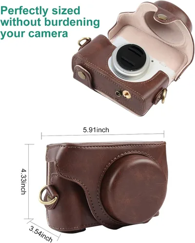 Miniatura 6 de PULUZ Funda para cámara digital Sony ZV-1F Vlog, bolsa de cuero de cuerpo completo para cámara con funda Sony ZV-1F, correa de hombro, bolsa de 2-1