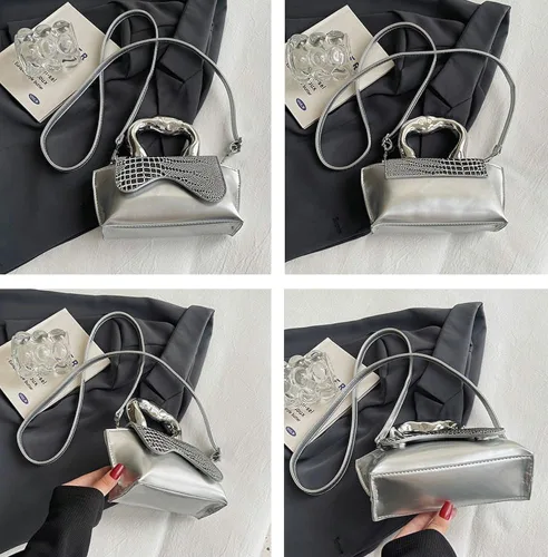 Miniatura 7 de Bolso pequeño de color plateado, bolsos cruzados, bolsos de noche Y2K, bolso de mano para mujer, bolsos de hombro, bolsa de mano para mujer 2023