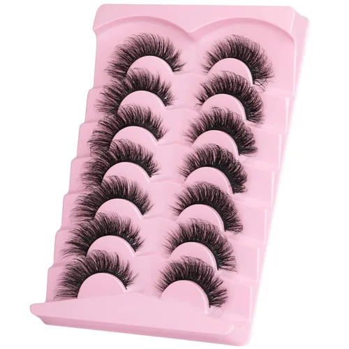 Miniatura 6 de JIMIRE Pestañas postizas de visón sintético esponjosas de ojo de gato naturales, pestañas postizas con volumen finas de ojo de zorro cruzadas