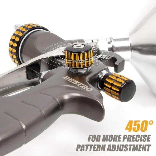 Miniatura 3 de BEETRO - Pistola pulverizadora de aire HVLP, capacidad de 1000ml, 14.3CFM, 29-32psi, boquillas de 1.4mm/1.8mm, acero inoxidable con adaptador tipo