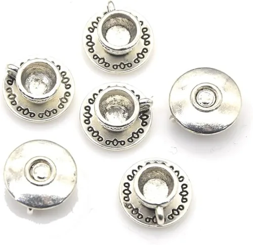 Miniatura 5 de JKJF 30 dijes de metal para tetera, taza de té, mini colgantes de taza de café, dijes vintage para tetera, colgante a granel para manualidades