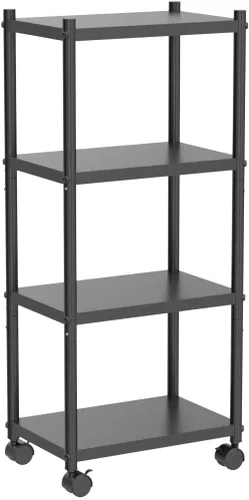 Miniatura 4 de PXRACK Estantes de almacenamiento con ruedas giratorias, estantería de metal ajustable de 4 niveles para almacenamiento resistente, estante
