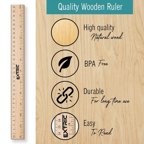 Miniatura 3 de Reglas de 12 pulgadas, reglas a granel para el aula, regla de madera para niños, paquete de 25 unidades, ideal para la escuela, aula, medidas