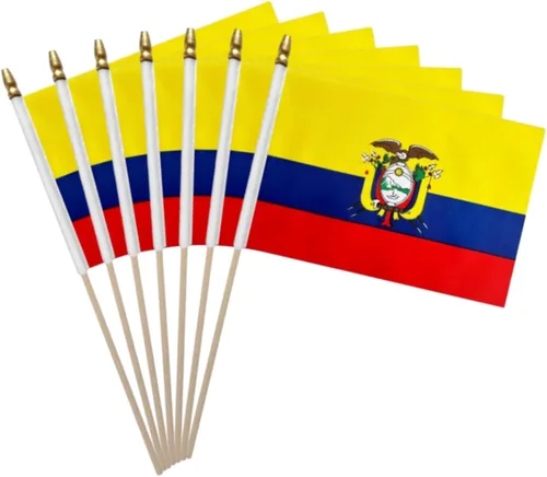 Miniatura 26 de Paquete de 12 banderas de Brasil en palos, pequeñas banderas de mano brasileñas para oficina, aula, vacaciones, decoración de fiestas