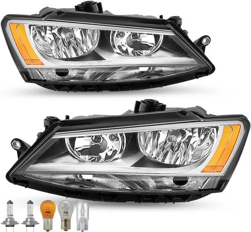 Miniatura 10 de TUSDAR Juego de montaje de faros delanteros para Volkswagen Jetta MK6 OE 2011-2018, faros delanteros laterales del conductor y del pasajero, carcasa