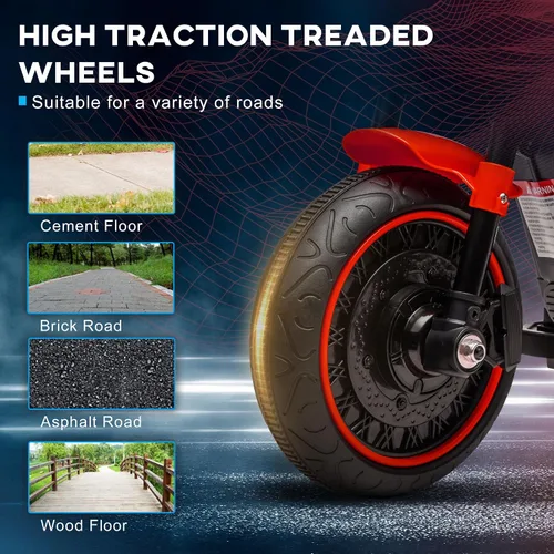 Miniatura 5 de Aosom Motocicleta para niños con ruedas de entrenamiento, juguete de 6V para montar para niños de 18 a 48 meses, motocicleta a batería para niños