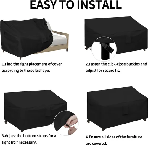 Miniatura 7 de Easy-Going Funda impermeable para sofá de patio, resistente a los rayos UV, funda de sofá biplaza para exteriores, funda para muebles de jardín