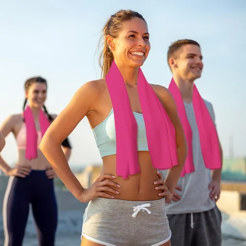 Miniatura 7 de Honoson Toalla de enfriamiento a granel – Toallas frescas para cuello y cara, microfibra transpirable y deportiva para gimnasio, yoga, viajes, Rosa