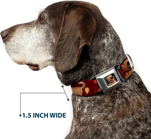 Miniatura 7 de Buckle-Down Collar de perro con hebilla para cinturón de seguridad, 4 posturas, globos, estampado de huellas rojas, 1 pulgada de ancho, se adapta a