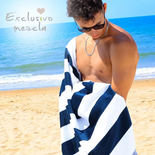 Miniatura 2 de Exclusivo Mezcla - Toalla de playa a rayas, 35 x 60 pulgadas y 35 x 70 pulgadas Azul marino oscuro