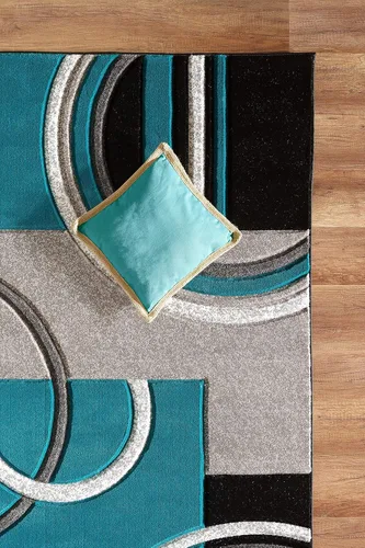 Miniatura 5 de Glory Rugs - Tapete moderno suave tallado a mano, alfombra contemporánea con textura mullida prémium para interior, sala de estar, comedor y Turquesa
