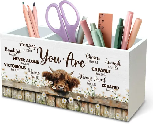 Miniatura 37 de DILSJ Organizador inspirador de 2 compartimentos para lápices, organizador para escritorio, amantes de los pollos regalos para mujeres, Live Like