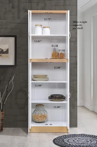 Miniatura 7 de Hodedah Despensa de cocina de 4 puertas, 4 estantes, 5 compartimentos