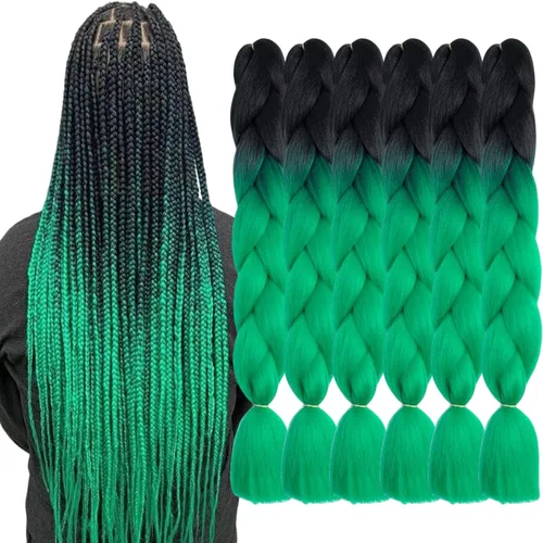 Miniatura 47 de Beige (613) Cabello trenzado 6 paquetes de extensiones de cabello sintético de 24 pulgadas, extensiones de cabello trenzado Jumbo Ombre trenzado