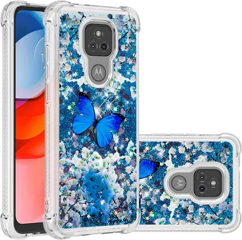 Miniatura 5 de Funda para Moto G Play 2021 con protector de pantalla de vidrio templado, brillante con purpurina líquida flotante para niñas y mujeres, bonita