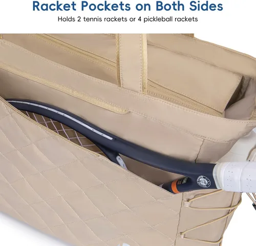 Miniatura 2 de KAVIGOR Bolsa de tenis con compartimento para zapatos - Bolsa extragrande acolchada para pickleball con capacidad para 2-4 raquetas, resistente al