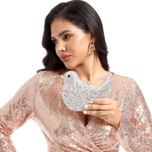 Miniatura 8 de Boutique De FGG Monederos de mano de cristal para mujer, elegante bolso de noche con diamantes de imitación, paloma de graduación, bolso de mano
