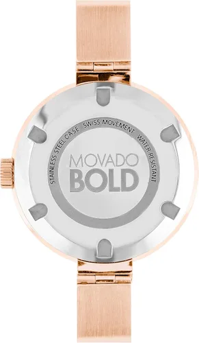 Miniatura 4 de Movado Brazalete BOLD para mujer de oro rosa con esfera plana de rayos solares, doradorosa (modelo 3600202)