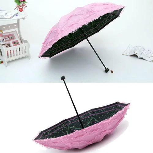 Miniatura 28 de WANLIAN Paraguas de encaje a prueba de viento plegable soleado y lluvioso a prueba de rayos ultravioleta anti sol protección UV sombrilla paraguas