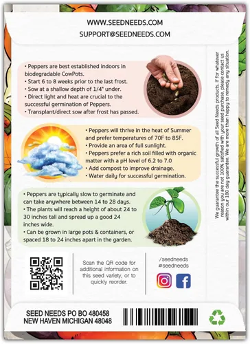 Miniatura 2 de Seed Needs Semillas de pimiento arcoíris para plantar pimientos suaves, semillas de verduras sin OMG y sin tratar para plantar un huerto al aire