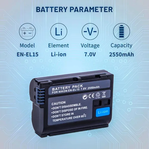 Miniatura 2 de Paquete de 3 baterías EN-EL15/EL15A/EL15B/EL15C con cargador LCD inteligente de triple ranura para Nikon Z6 Z7 D500 D600 D610 D750 D780 D800E D810