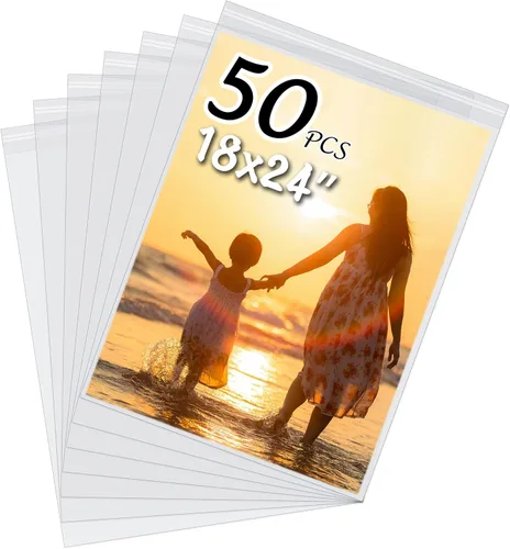 Miniatura 14 de Paquete de 50 fundas de almacenamiento transparentes cristalinas sin ácidos para impresiones artísticas/imágenes/fotos/paspartús de 12x12 pulgadas