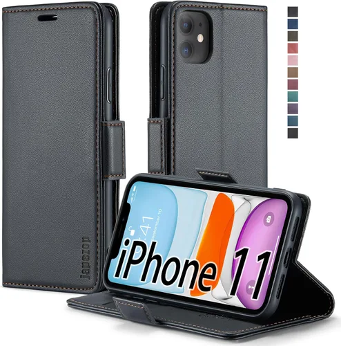 Miniatura 22 de japezop Funda compatible con iPhone 11, iPhone 11 con bloqueo RFID, soporte de tarjetero, funda de cuero con tapa para iPhone 11 de 6.1 pulgadas