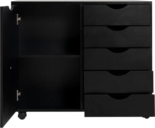 Miniatura 8 de Naomi Home Archivador de oficina con ruedas para debajo del escritorio, con 5 cajones y gabinete de almacenamiento lateral, organizador móvil