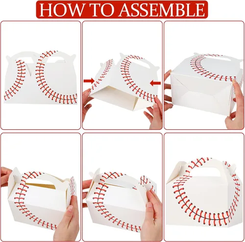 Miniatura 4 de CCINEE Cajas de regalo de béisbol, 16 unidades, temática deportiva, caja de regalo de fiesta de 6.2 pulgadas, bolsas de cartón para niños, adultos