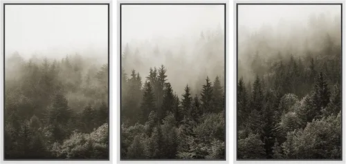 Miniatura 113 de SIGNWIN Conjunto de arte de pared de lienzo enmarcado, acuarela pastel, cielo de nubes rosas, colina verde del campo, naturaleza, vida silvestre
