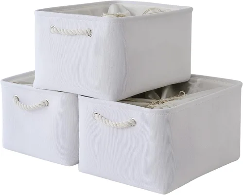 Miniatura 40 de TheWarmHome Contenedores de almacenamiento para estantes, tamaño mediano, 3 unidades, 13.8 pulgadas de largo x 9.8 pulgadas de ancho x 6.7 pulgadas