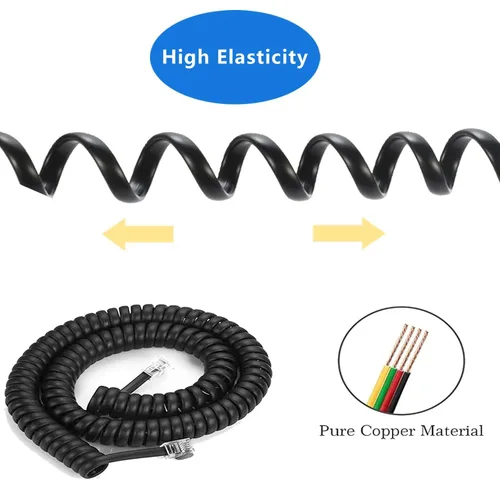 Miniatura 3 de Vthahaby Paquete de 2 cables de teléfono para línea fija, longitud máxima estirada de 8 pies (sin enrollar)/1.4 pies (enrollado), cable RJ9 4P4C