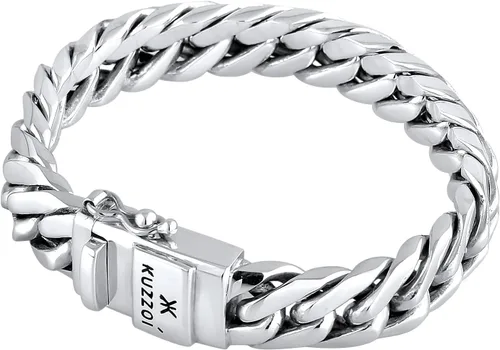 Miniatura 2 de kuzzoi Pulsera redonda bizantina de plata de ley 925 para hombre, longitud 7,48 pulgadas - 9,05 pulgadas, ancho 0,55 pulgadas, 3.17 onzas
