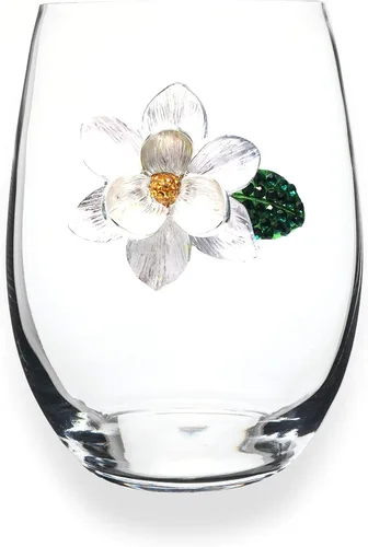 Miniatura 11 de THE QUEENS' JEWELS Magnolia - Copa de vino con tallo con joyas, 21 onzas, regalo único para mujeres, cumpleaños, lindo, divertido, sin pintar