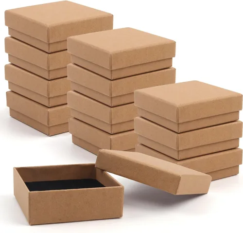 Miniatura 12 de Caja de regalo Coobbar para collar y pendientes, caja de anillo, caja de regalo, 12 piezas de cajas de regalo de joyería cuadradas de cartón, caja