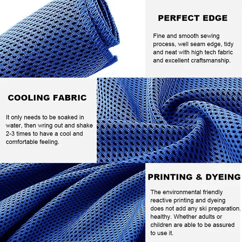 Miniatura 3 de Paquete de 20 toallas refrescantes de 40 x 12 pulgadas, toalla de hielo para cuello y cara, microfibra fría con bolsa transpirable para yoga, Azul