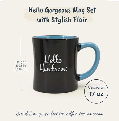 Miniatura 3 de Blue Sky Ceramic Juego de 3 tazas Hello Gorgeous de 17oz