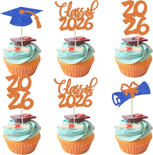 Miniatura 49 de 1 pieza de decoración para pastel de clase 2025 con purpurina, tapa de graduación 2025, decoración de pastel de felicitaciones para 2025, decoración