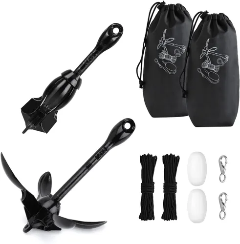 Miniatura 7 de Alpinista Anclaje de kayak, kit de anclaje plegable portátil de 3.5 libras con cuerda marina de 40 pies para kayak, canoas, pesca y accesorios