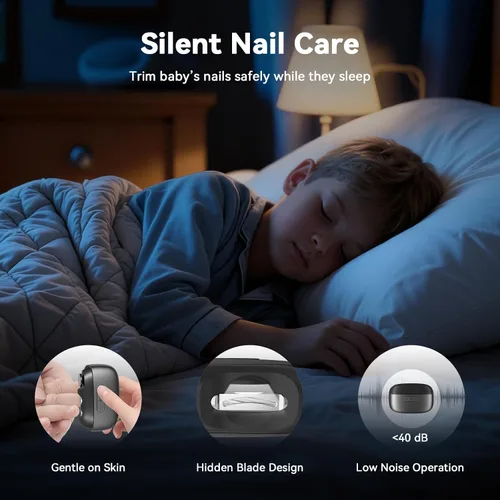 Miniatura 5 de Cortaúñas eléctrico para cortar uñas: pulidor de uñas automático 3 en 1 con luz LED, almacenamiento de clips, 2 velocidades, cortador de uñas