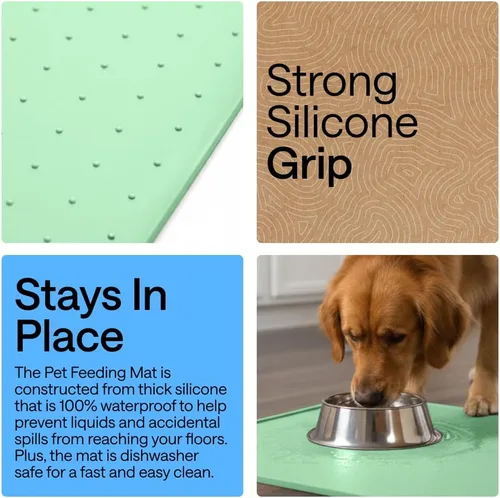 Miniatura 3 de GORILLA GRIP - Alfombrilla de silicona 100% impermeable con bordes elevados, sin BPA, para mascotas, tapetes para comida de perros y gatos, contiene