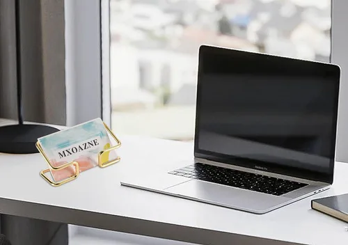 Miniatura 3 de Tarjetero para escritorio, pantalla de metal para tarjetas de presentación, pantalla moderna para tarjetas de presentación de negocios, soporte