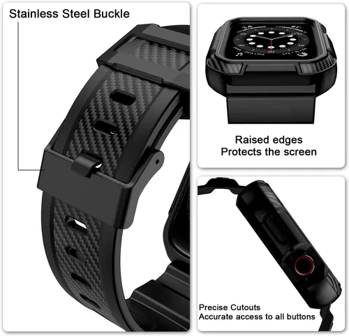 Miniatura 4 de Orobay compatible con Apple Watch Band de 41 mm, 40 mm, 38 mm, correa resistente a los golpes para iWatch SE Series 7 6 5 4 3 2 1 41 mm, 40 mm, 38