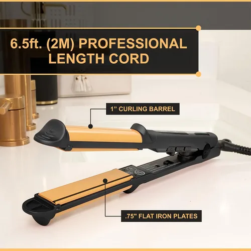 Miniatura 6 de CHI Tourmaline Cerámico 3 en 1 Multi Styler, Plancha para Rizar y Ondular con Placas de 0.75", Tubo de 1", para Cabello Brillante y Sin Frizz, Negro
