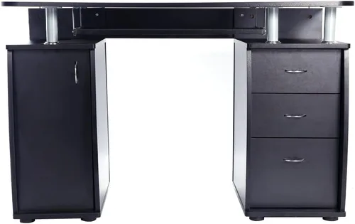 Miniatura 4 de Escritorio para computadora con estante con cajón, bandeja extraíble para teclado, escritorio de oficina en casa de almacenamiento grande de 43