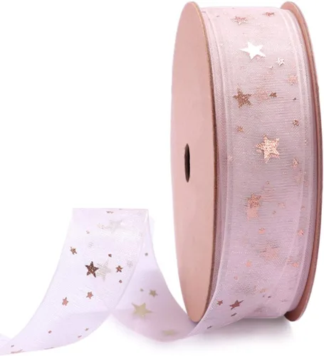 Miniatura 8 de Gold Star - Cinta transparente de hilo de nieve para cumpleaños, bodas, Navidad, 3/4 pulgadas x 10 yardas
