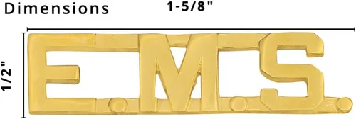 Miniatura 2 de Smith & Warren 1/2" E.M.S Letras Collar Rango Insignia Pin Oro Acabado Emergencia Servicio Médico Uniforme Pin